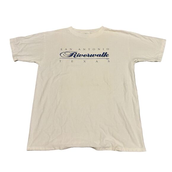 Vintage 90s Riverwalk San Antonio Texas Shirt Size L Oneita Super Heavyweight - Picture 1 of 6